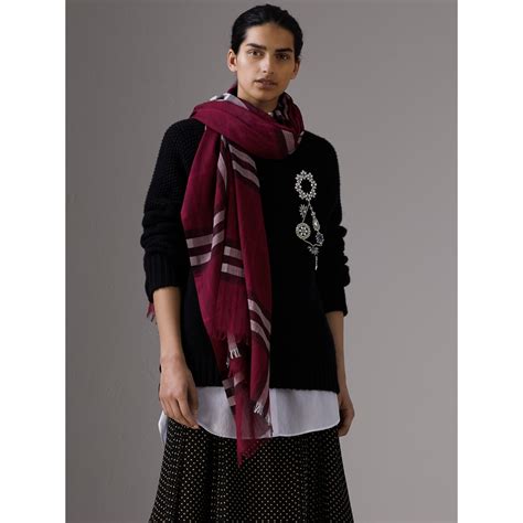 burberry scarf plum check|burberry scarf for women.